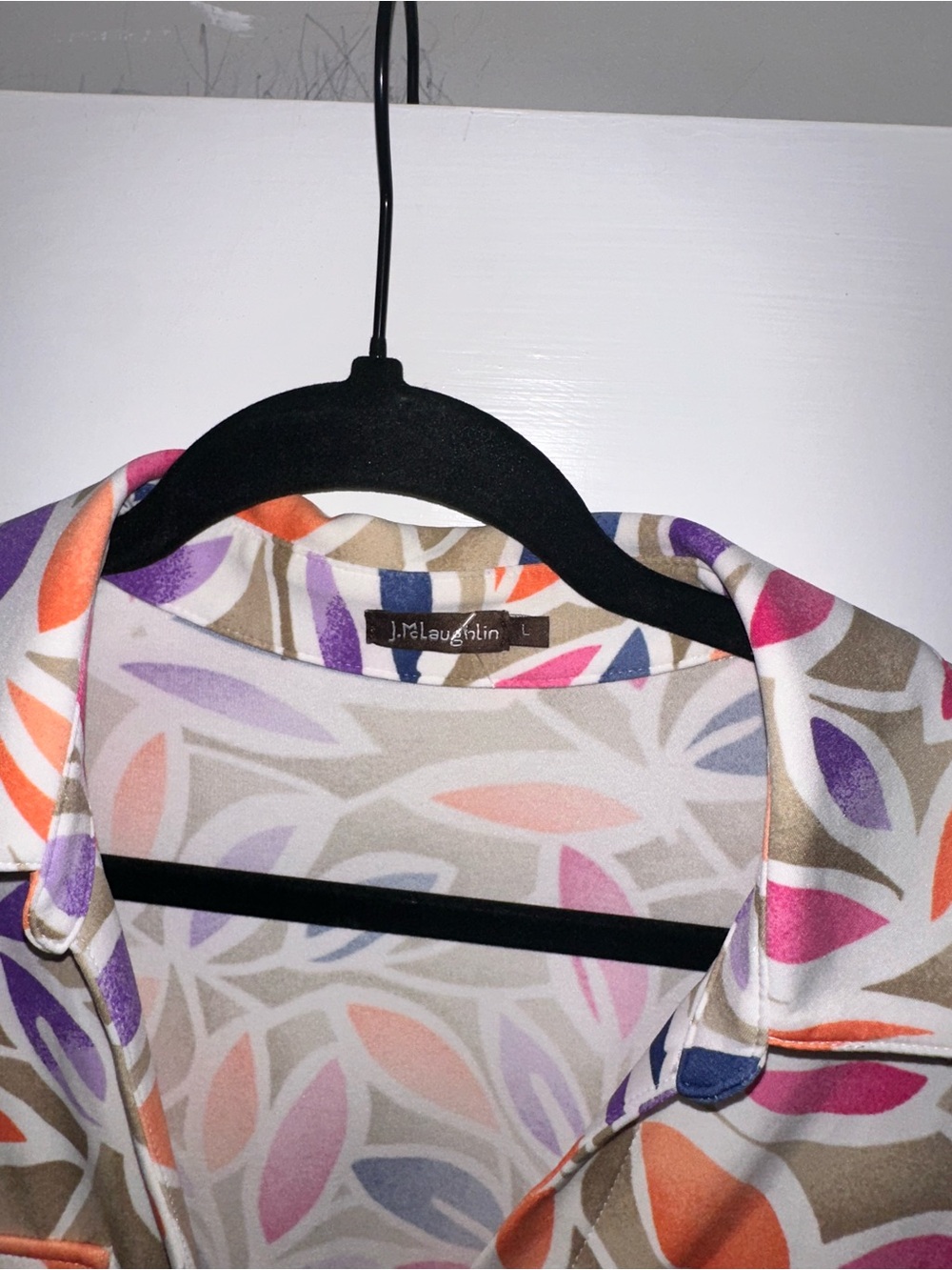 J McLaughlinf Size Large Multicolor Leaf-Print Maxi Button Up Dress - Picture 7 of 12